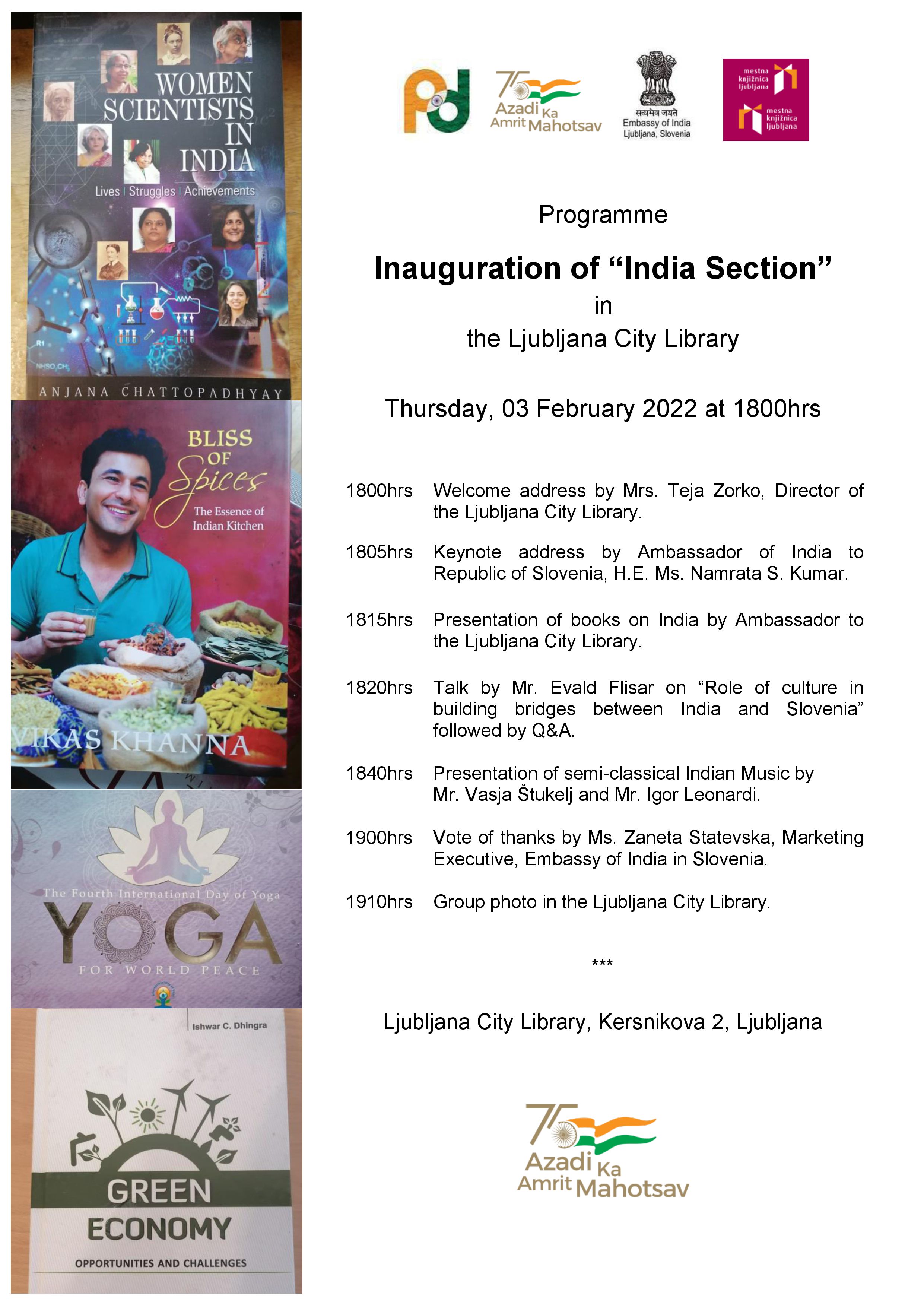 Lecture by Evald Flisar and Inauguration of India Section in Ljubljana City Library